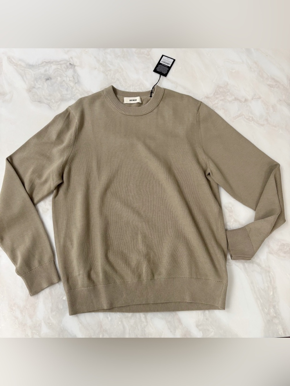 Buck Mason Dyed Cotton Traveler Sweater Men’s Size Large Sandstone New Crewneck
